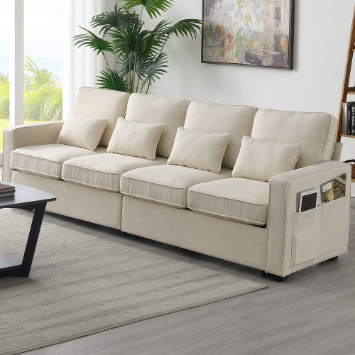 104\\\" 4-Seater Modern Linen Fabric Sofa