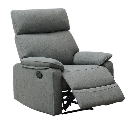 Gray Burlap Fabric Recliner