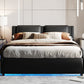 Queen Size Curved Leather Platform Bed with LED Light