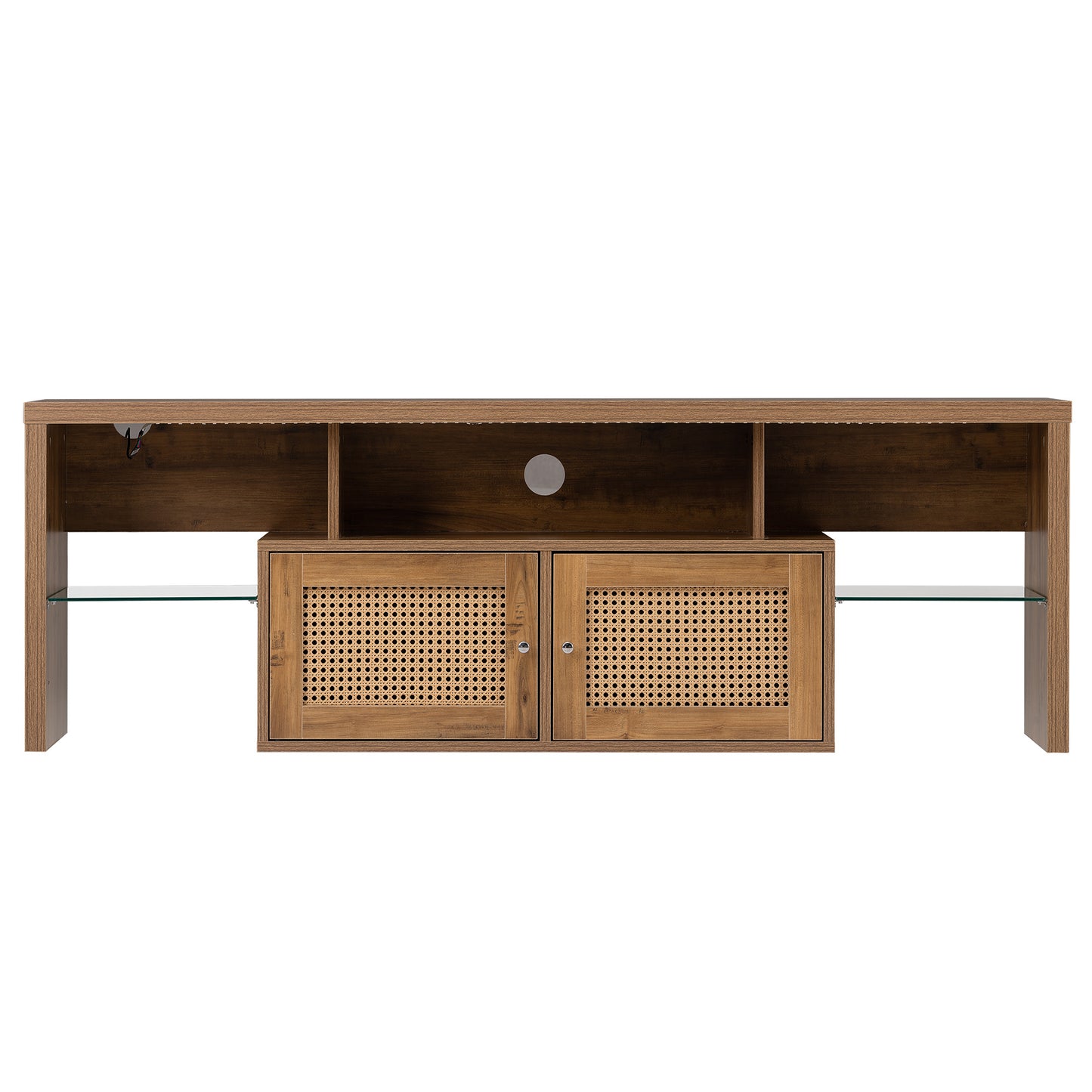 TV Stand Adjustable 2 clear wave laminates; LED