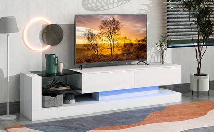 Two Media Storage, up to 75 Inch TV stand with LED