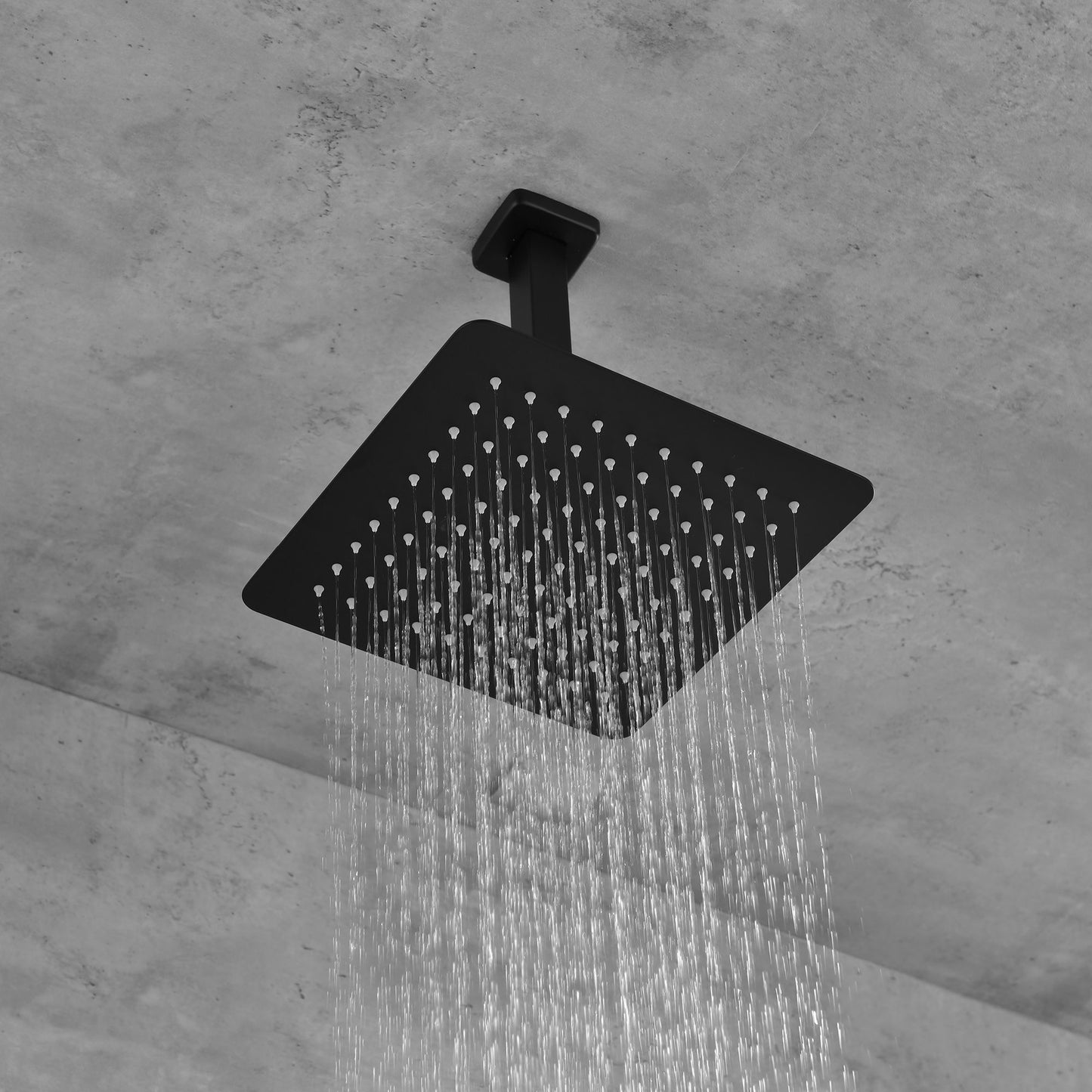 Matte Black Set Ceiling Mounted Rainfall Shower Head