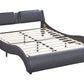 Queen Size Curved Leather Platform Bed with LED Light