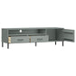 TV Stand with Metal Legs Gray Solid Wood Pine