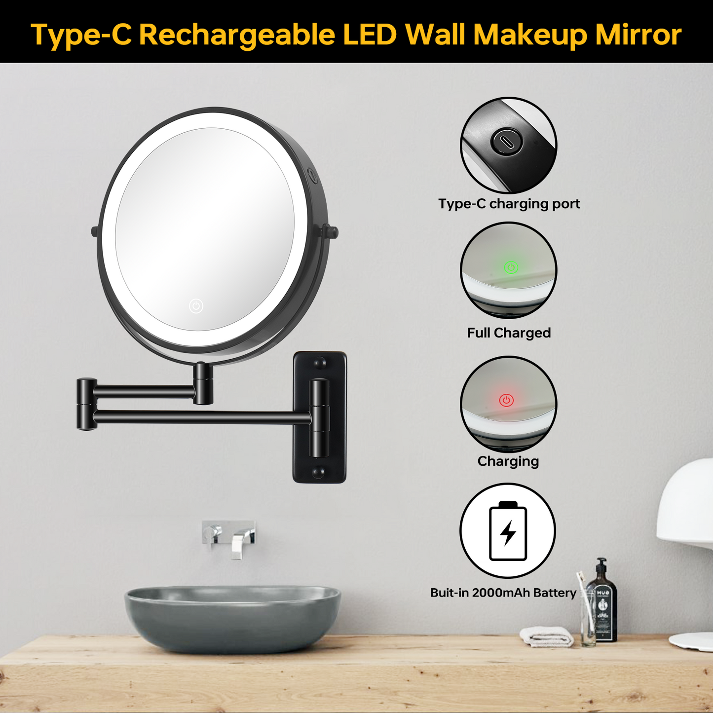 8 Inch Wall-Mounted Mirror