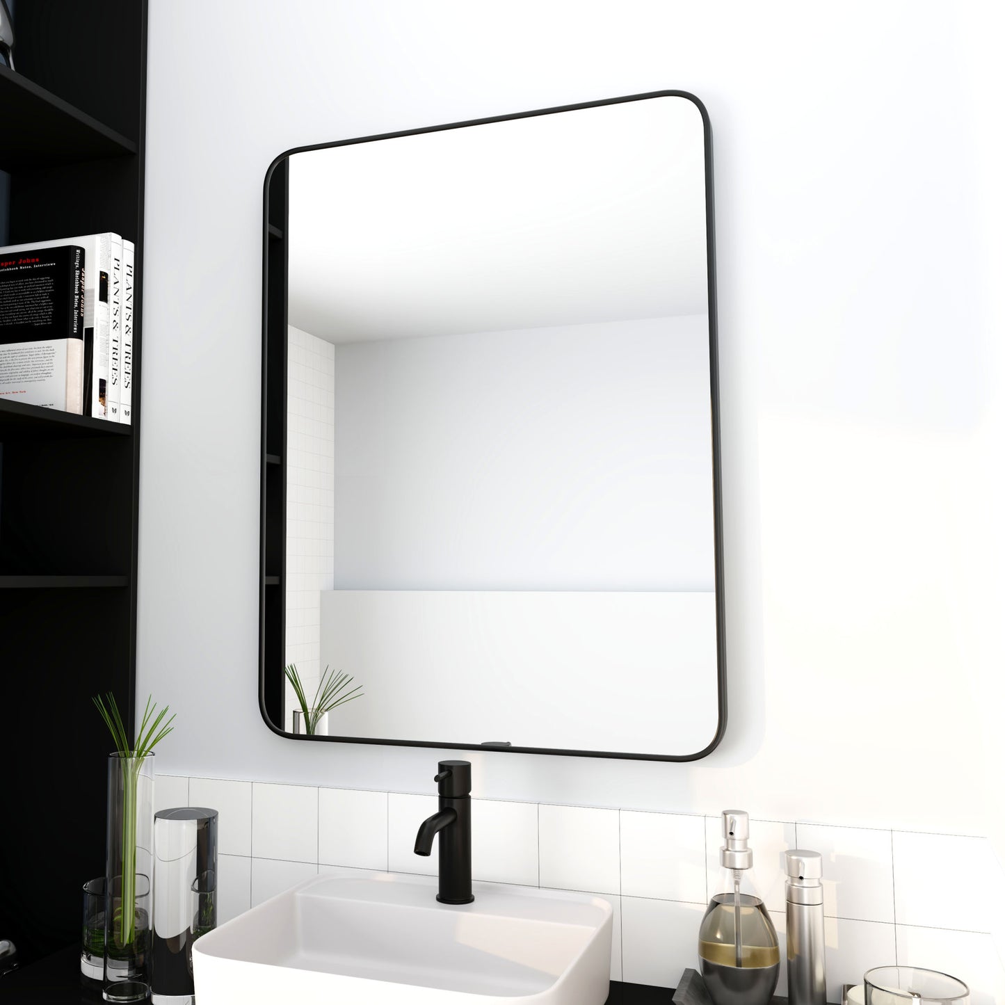 24 x 32  Mirror Black Aluminum Frame