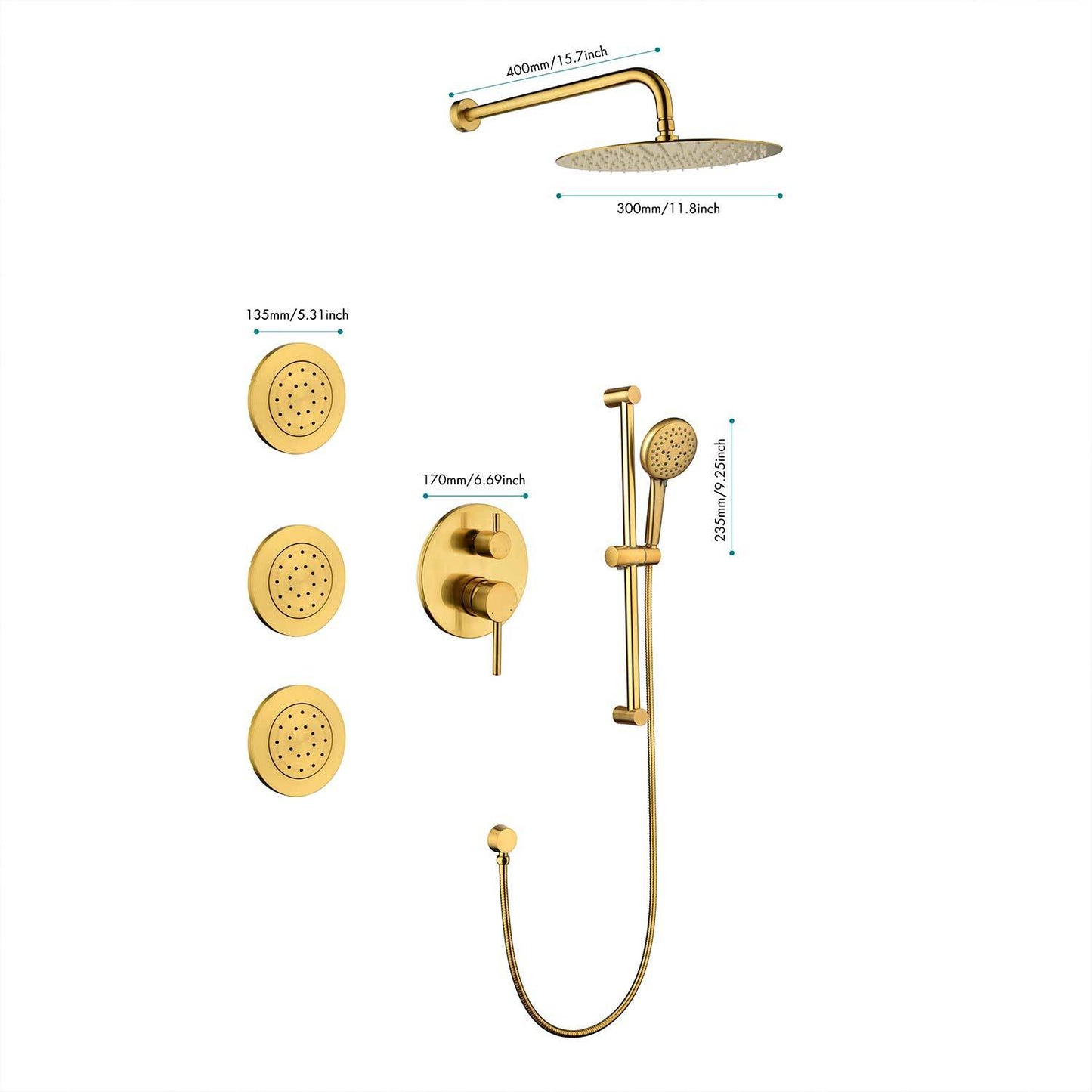 Gold Shower System with Body sprays