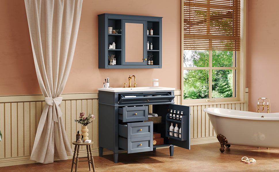 36'' Royal Blue Vanity with Medicine Cabinet