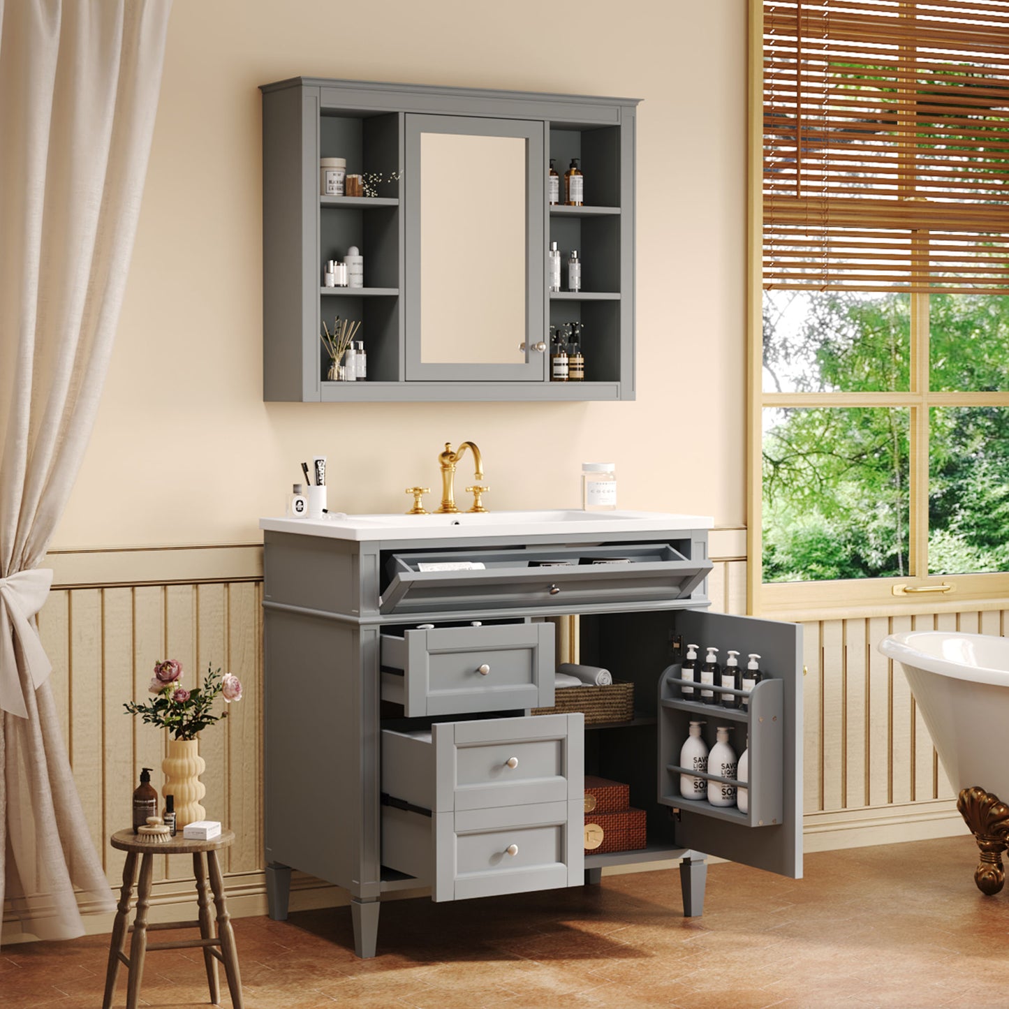 36'' Royal Blue Vanity with Medicine Cabinet