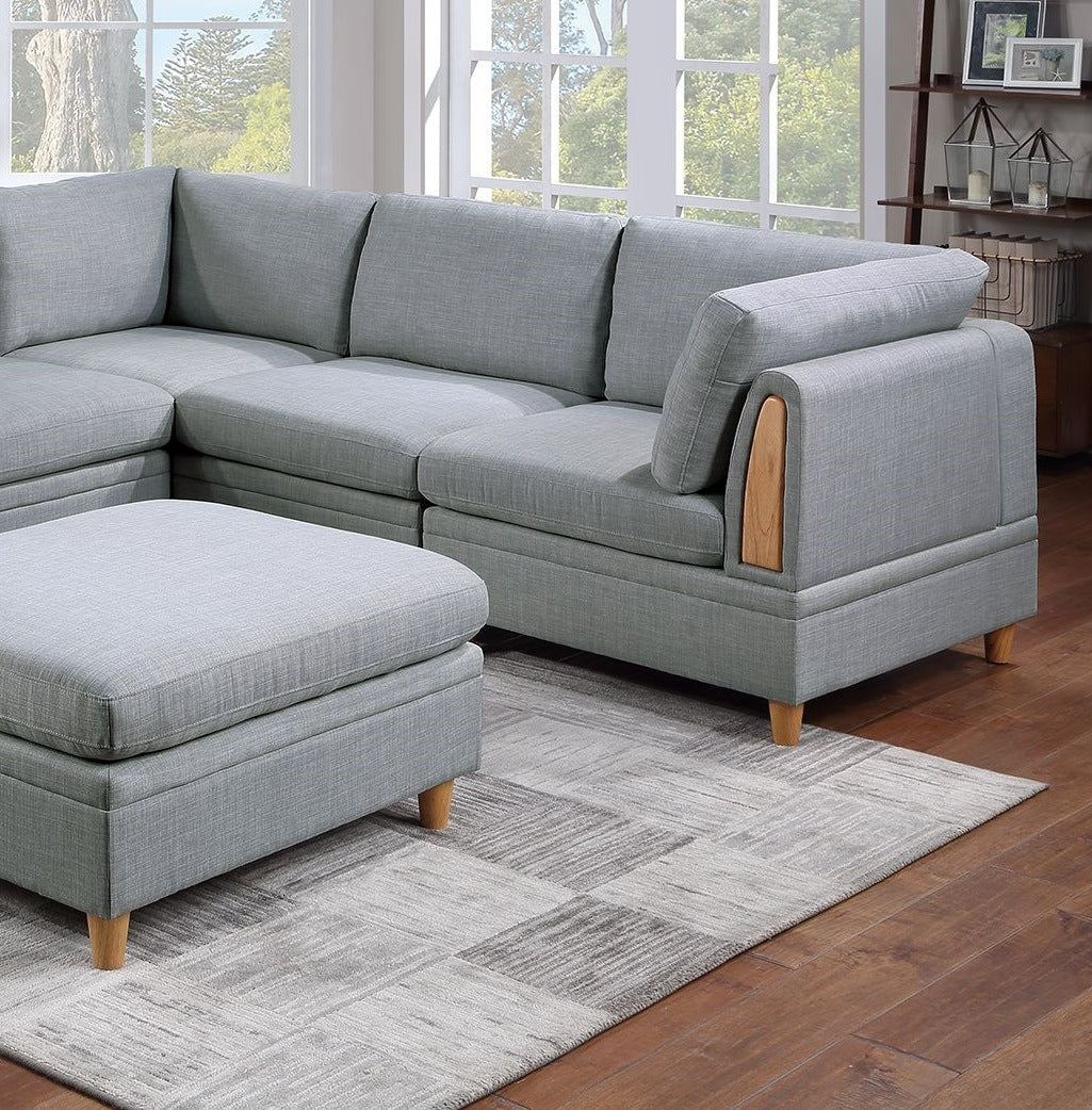 6pc Modular Sofa Set Light Grey