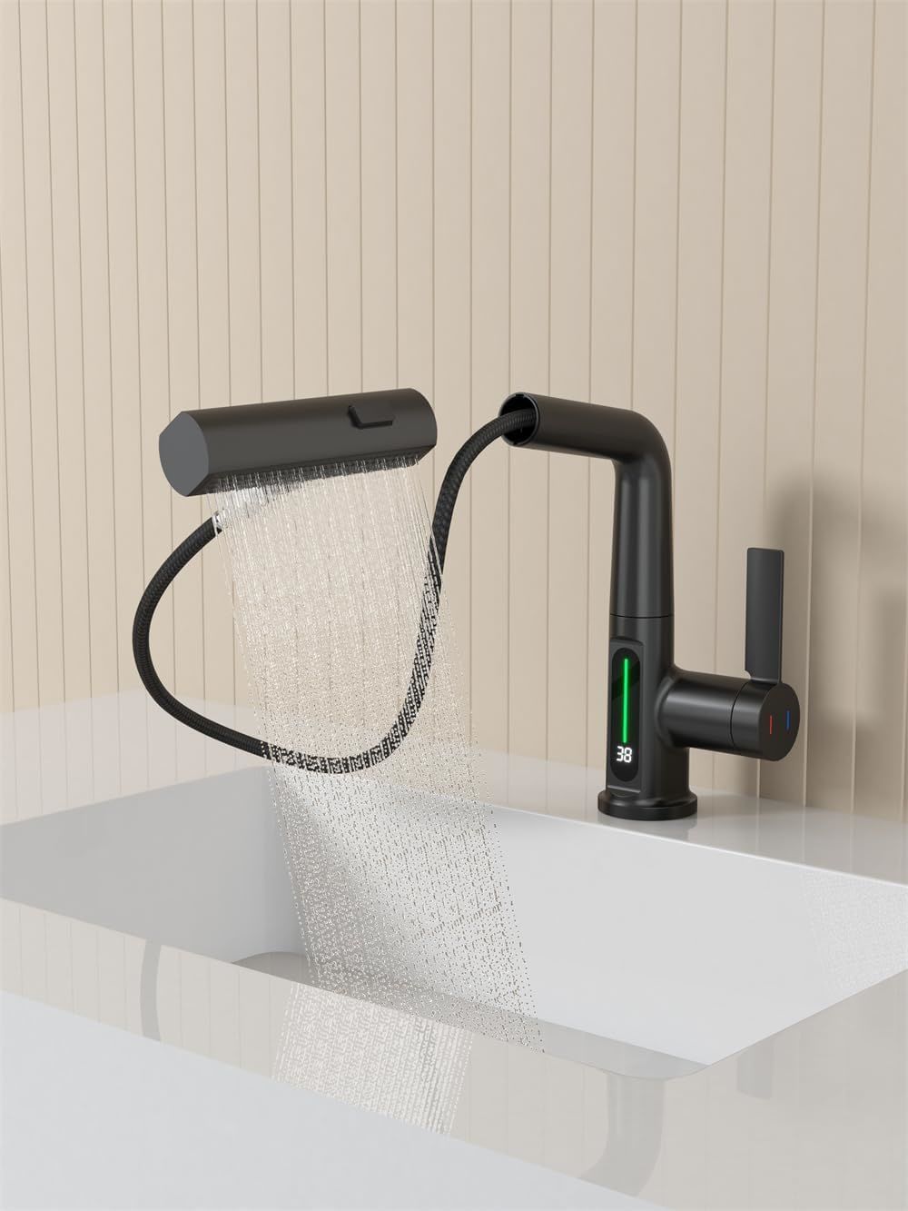 Pull-Out Lift LED Faucet