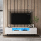 Modern White TV Stand;  16 Colors LED TV Stand w/Remote Control Lights