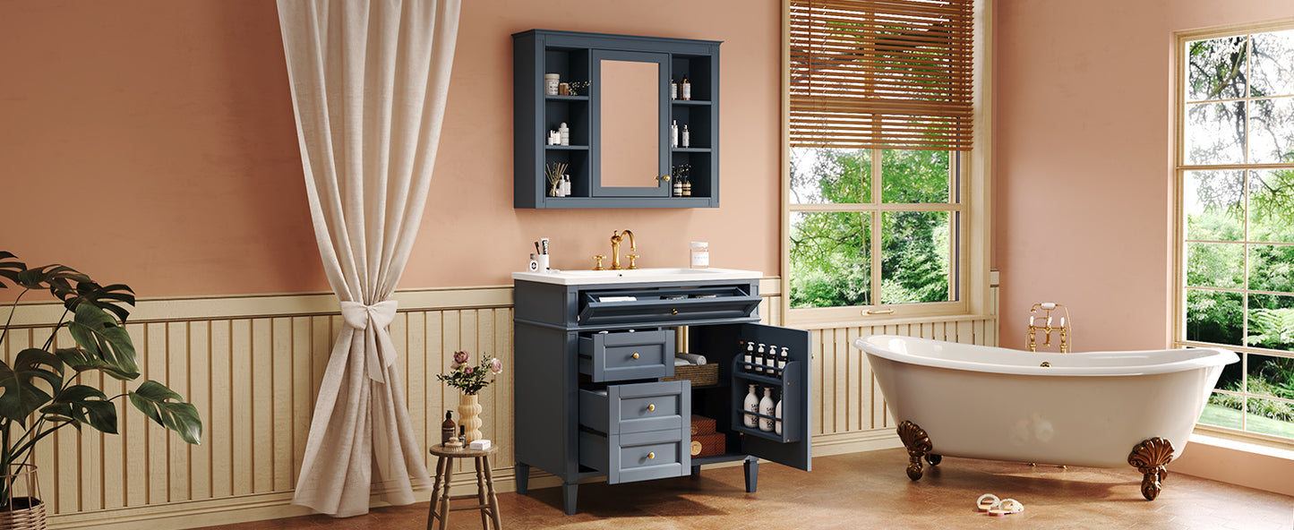 36'' Royal Blue Vanity with Medicine Cabinet