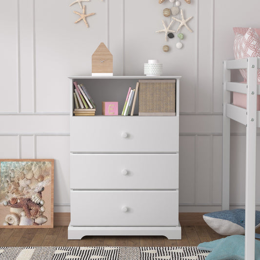 3-Drawer Kids Dresser with Storage Shelf