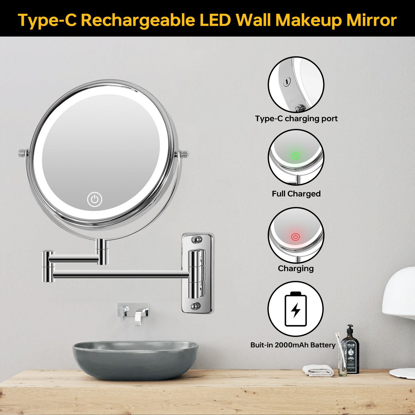 8 Inch Wall-Mounted Mirror