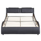 Queen Size Curved Leather Platform Bed with LED Light