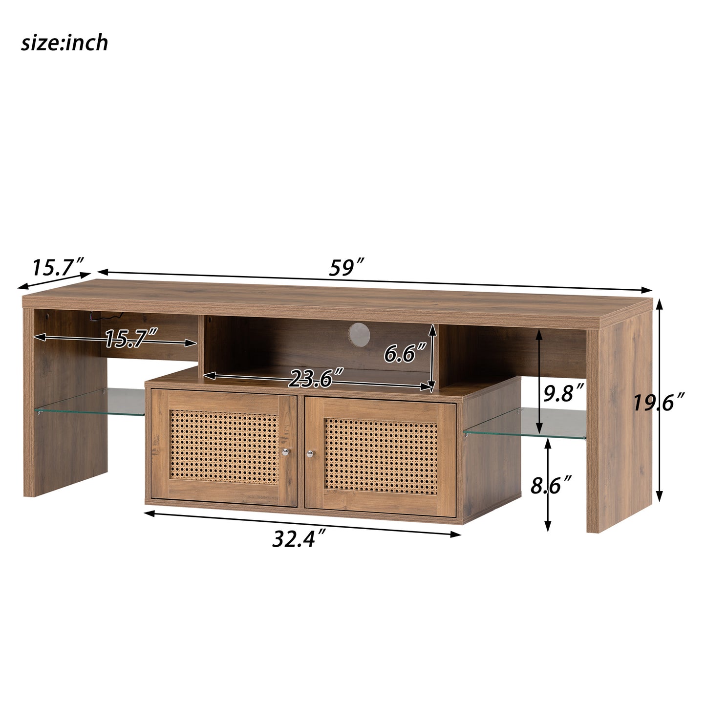 TV Stand Adjustable 2 clear wave laminates; LED