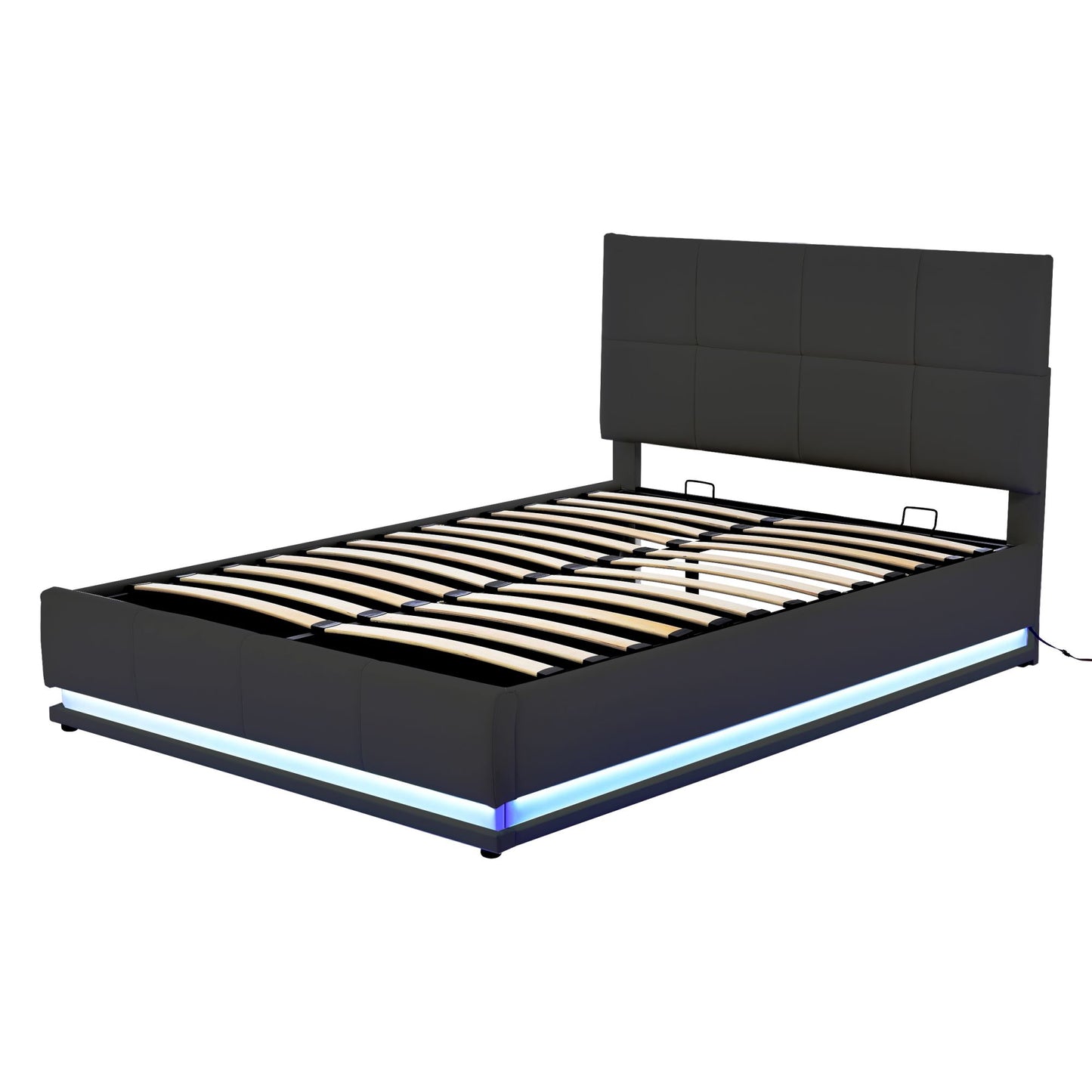 Black Bed Frame With LED and storage