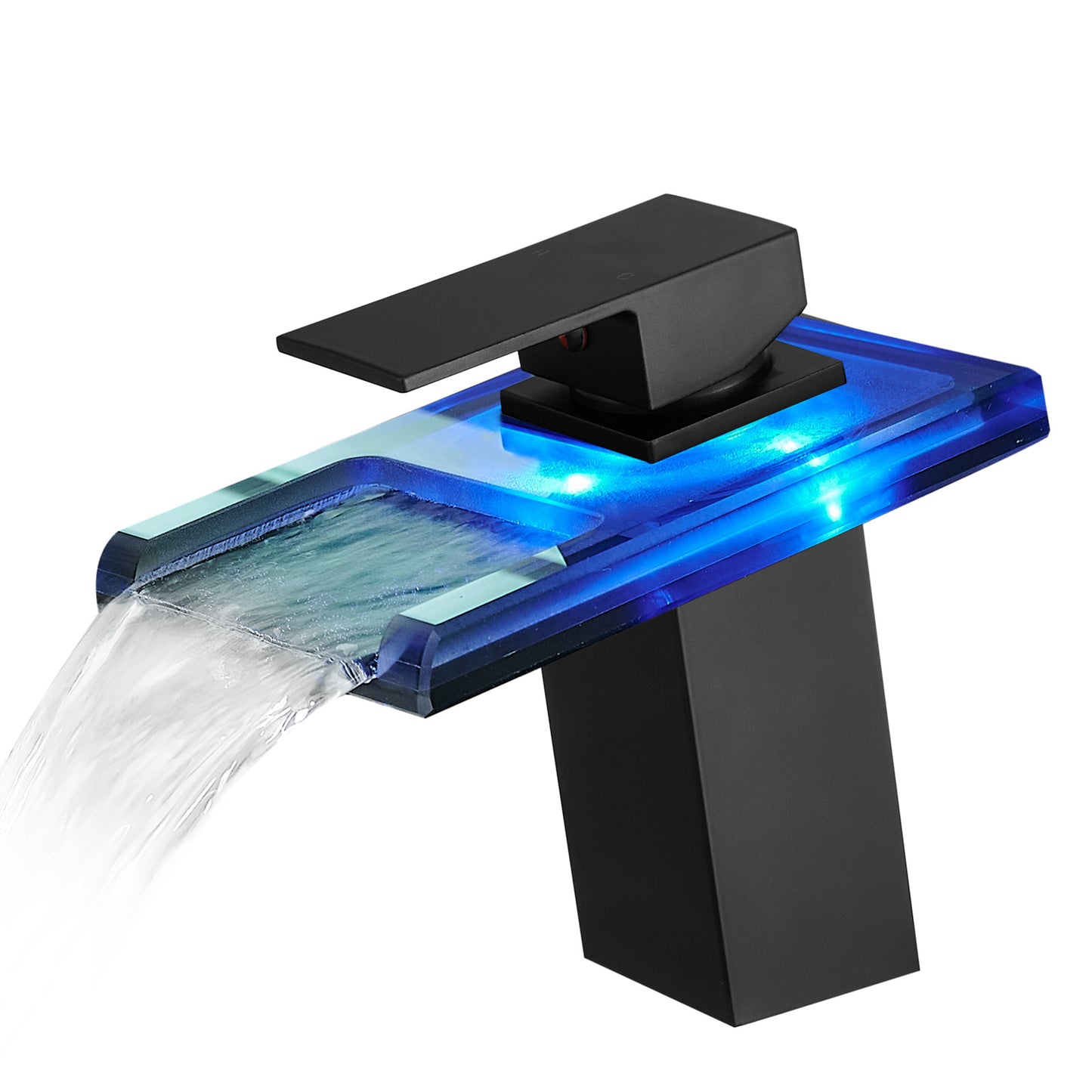 Waterfall Black Lavatory Faucet w LED