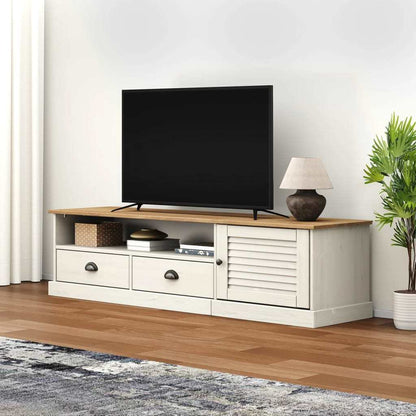 TV Stand White Solid Wood Pine