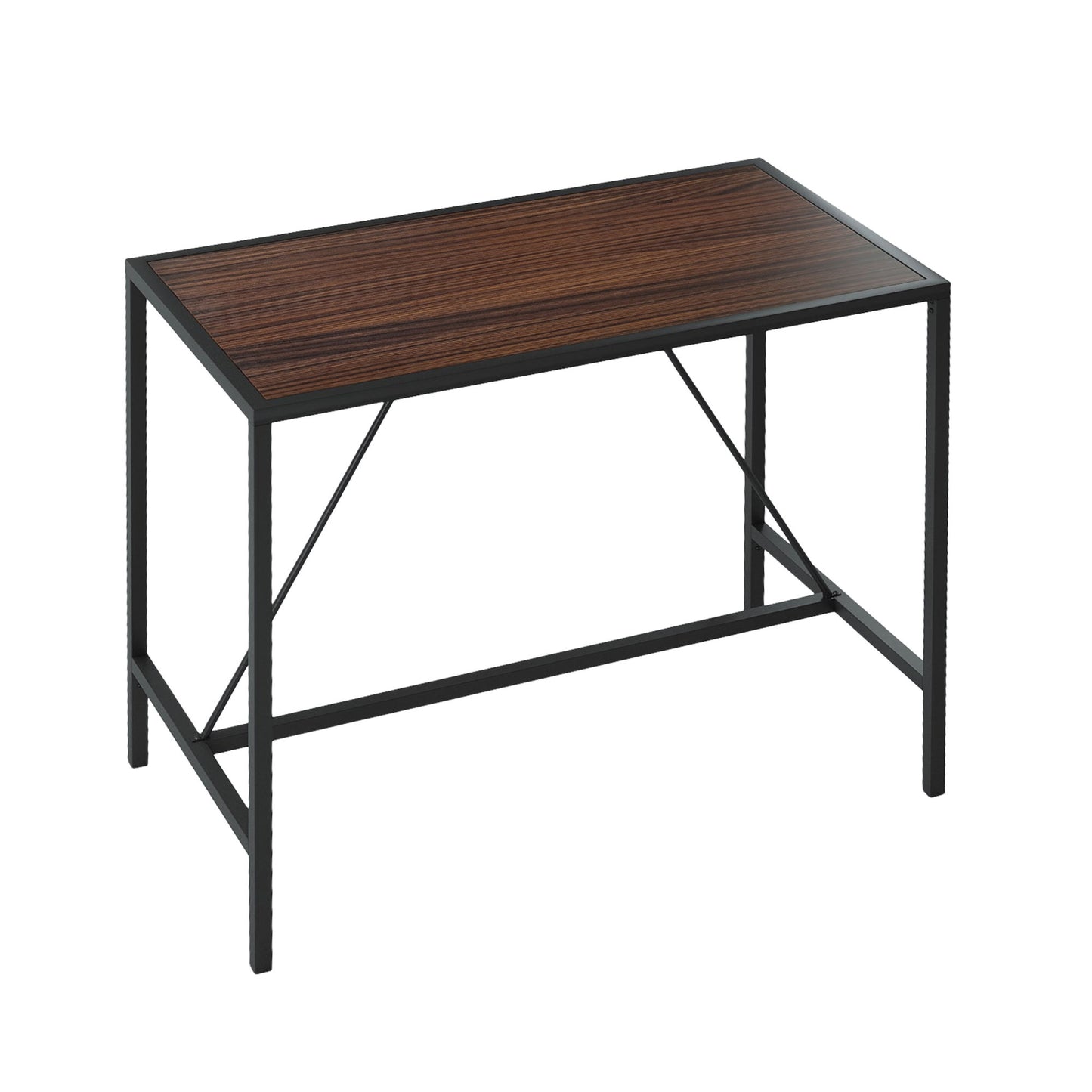 Walnut Metal Pub Dining Table with Metal Frame