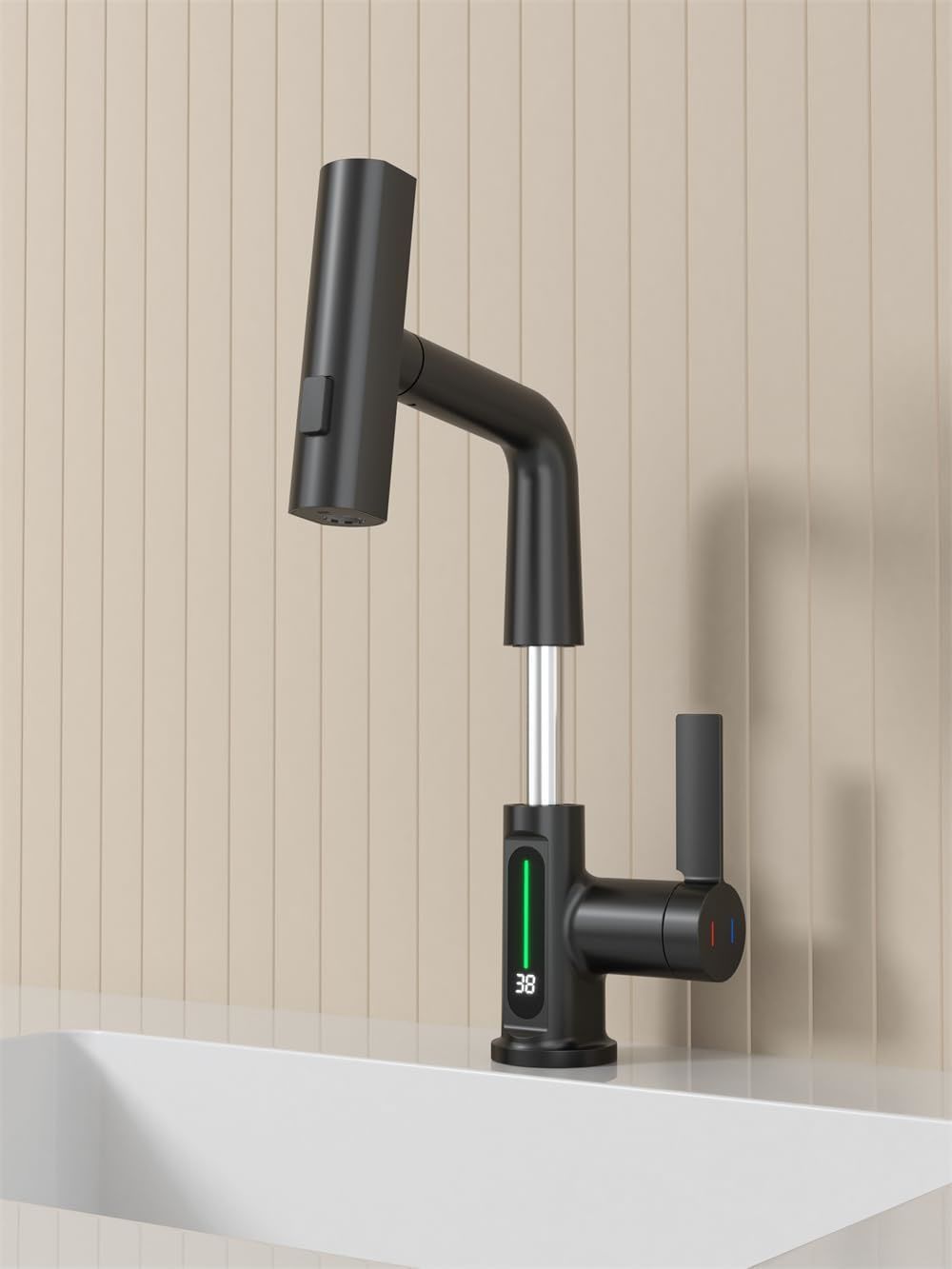 Pull-Out Lift LED Faucet