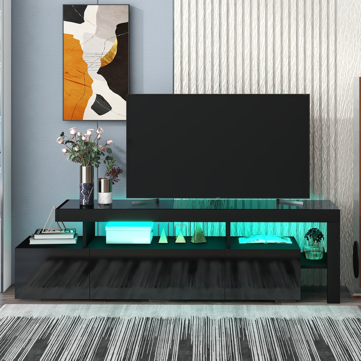 LED UV High Gloss Surface DVD Shelf, Up to 70 inch TV