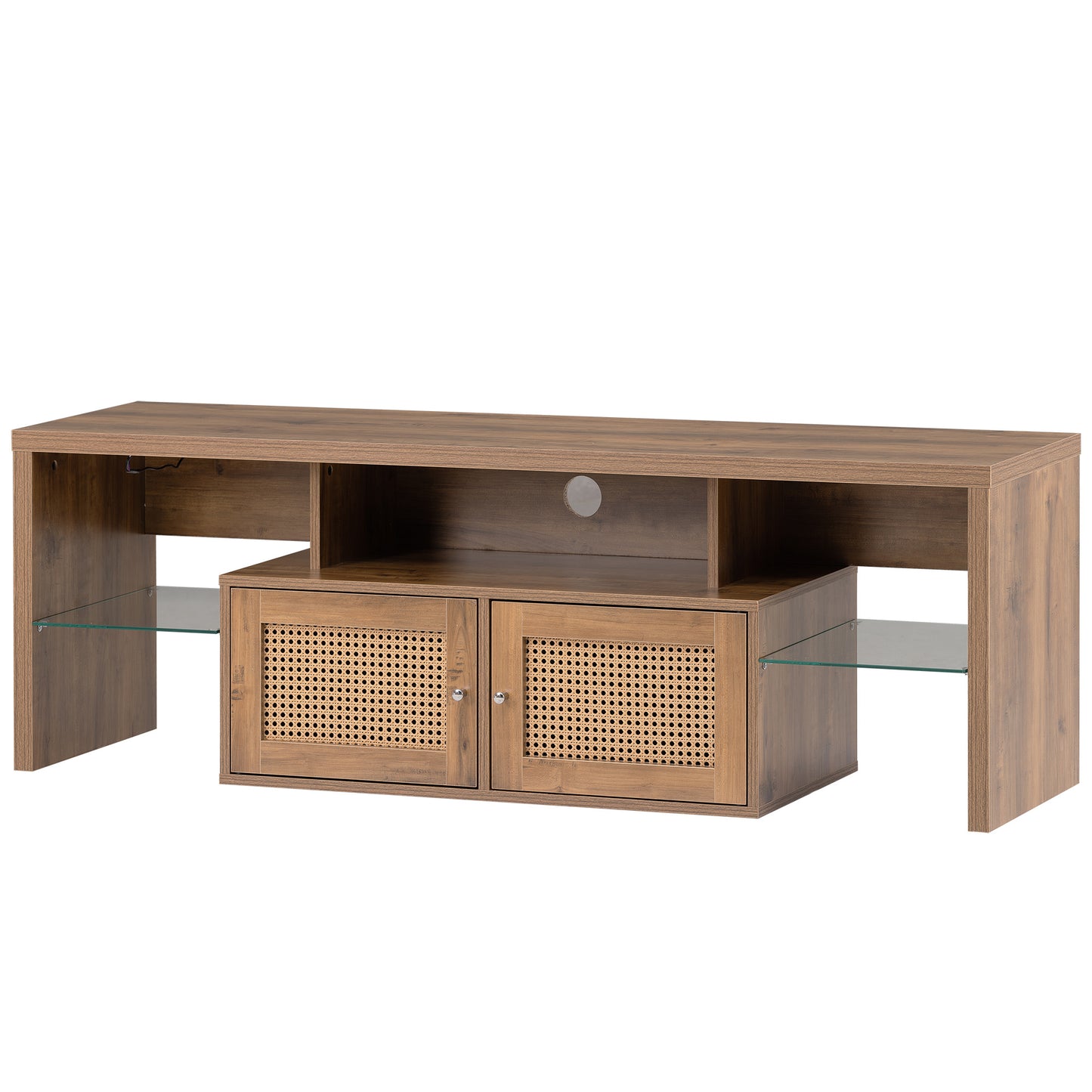 TV Stand Adjustable 2 clear wave laminates; LED