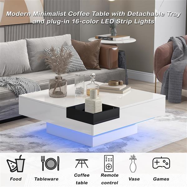 Minimalist Square Coffee Table LED