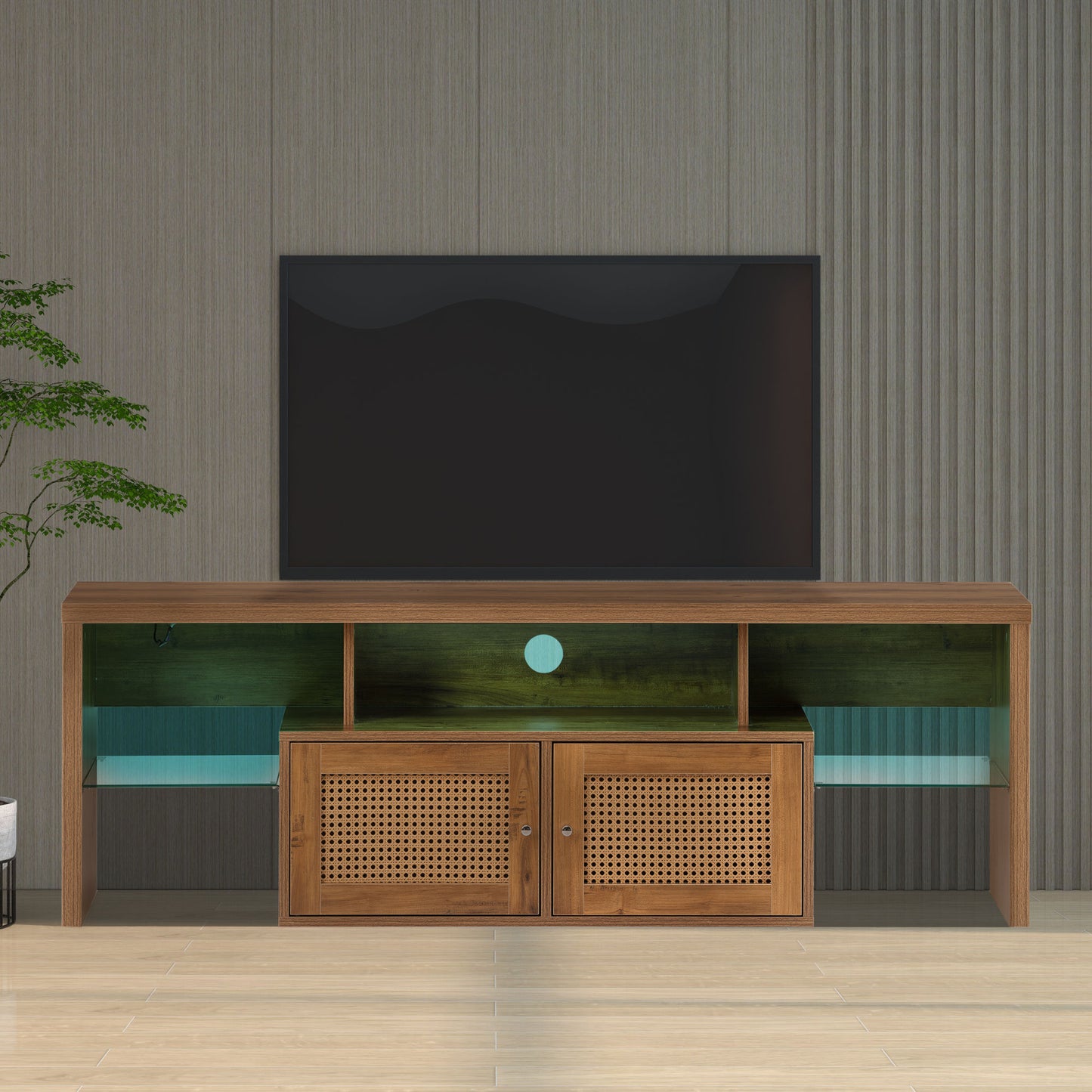 TV Stand Adjustable 2 clear wave laminates; LED