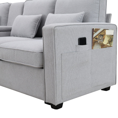 104\\\" 4-Seater Modern Linen Fabric Sofa