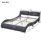 Queen Size Curved Leather Platform Bed with LED Light