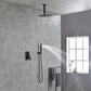 Matte Black Set Ceiling Mounted Rainfall Shower Head