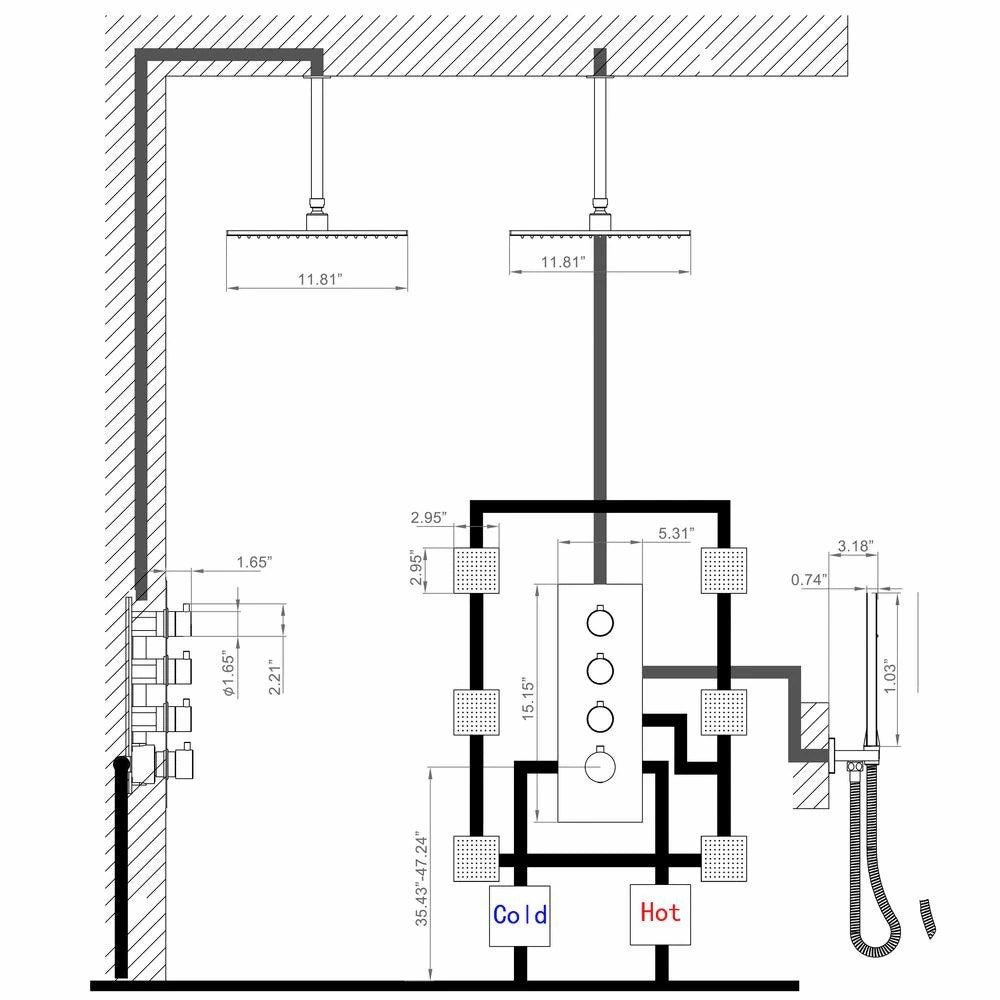 Luxury Shower Thermostatic Combo