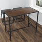 Walnut Metal Pub Dining Table with Metal Frame