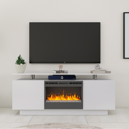 Modern White Electric Fireplace TV Stand