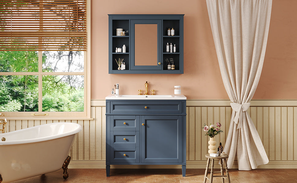 36'' Royal Blue Vanity with Medicine Cabinet