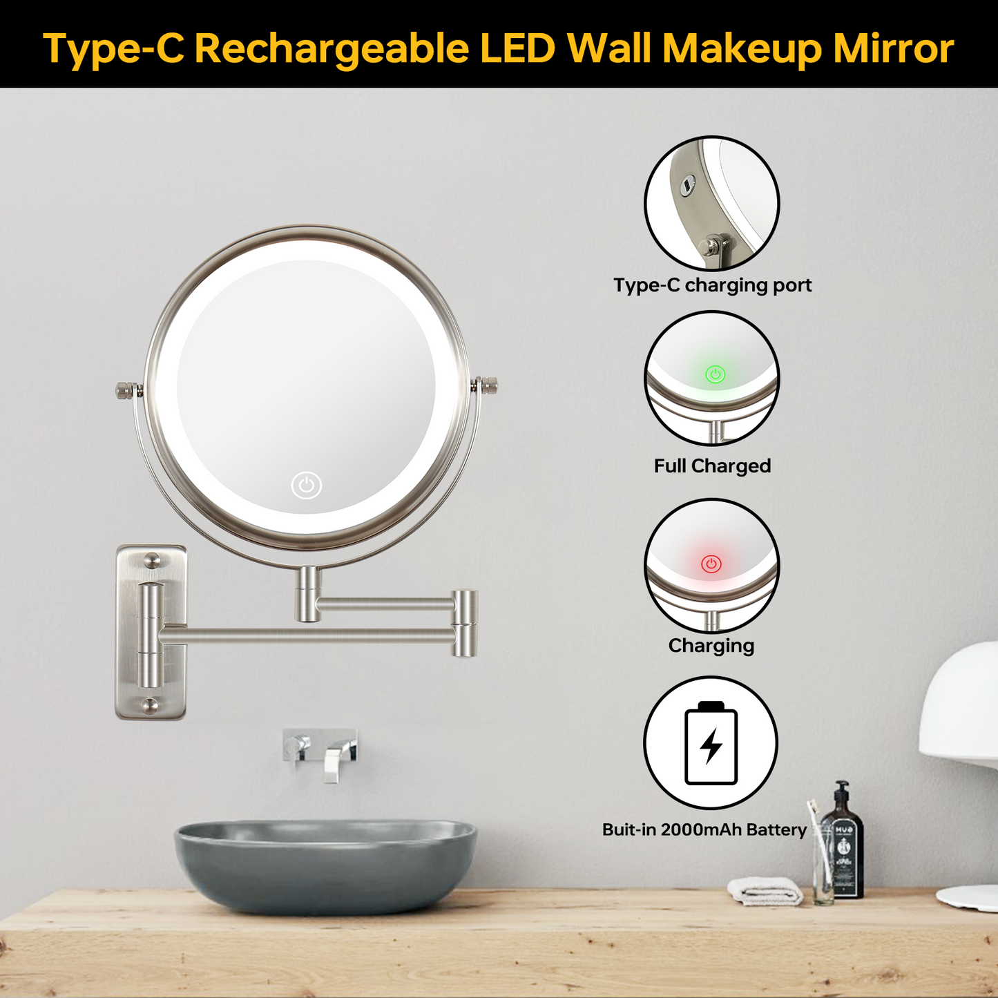 8 Inch Wall-Mounted Mirror