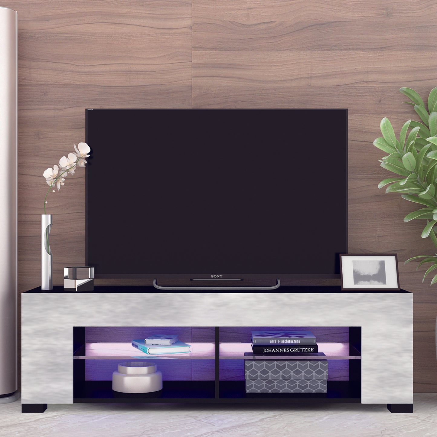 Low Profile Black+Stone  Entertainment Center with LED 60"