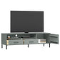 TV Stand with Metal Legs Gray Solid Wood Pine