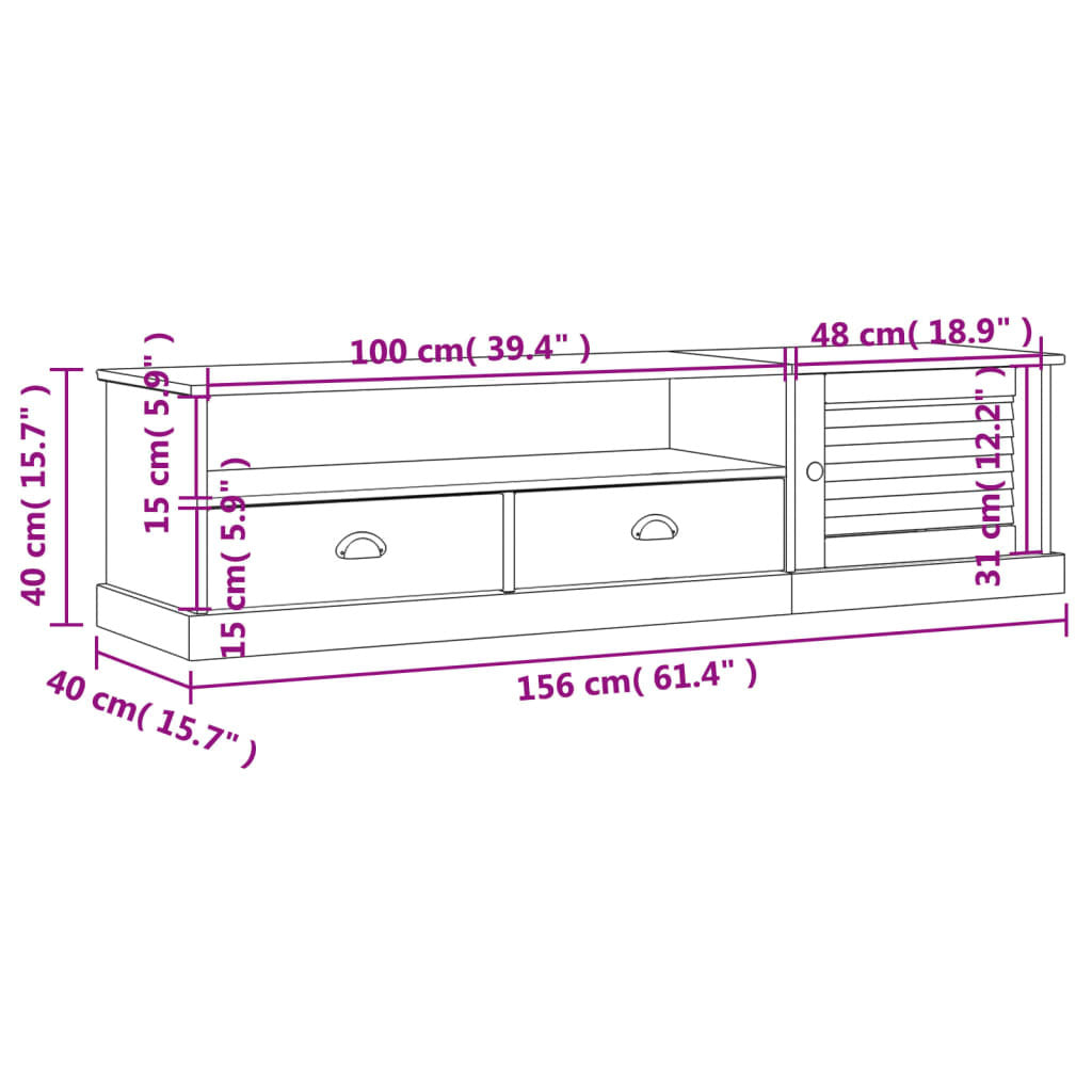 TV Stand White Solid Wood Pine