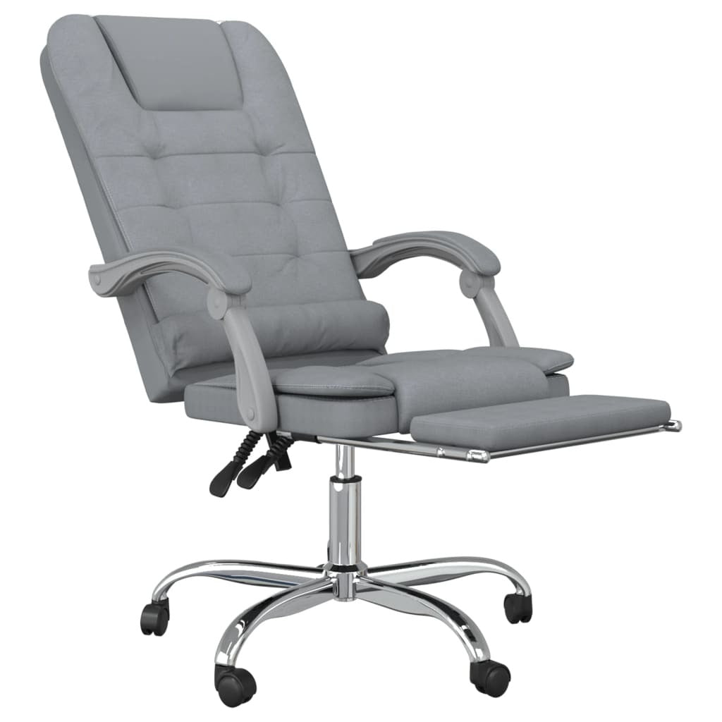 Massage Reclining Office Chair Light Gray Fabric