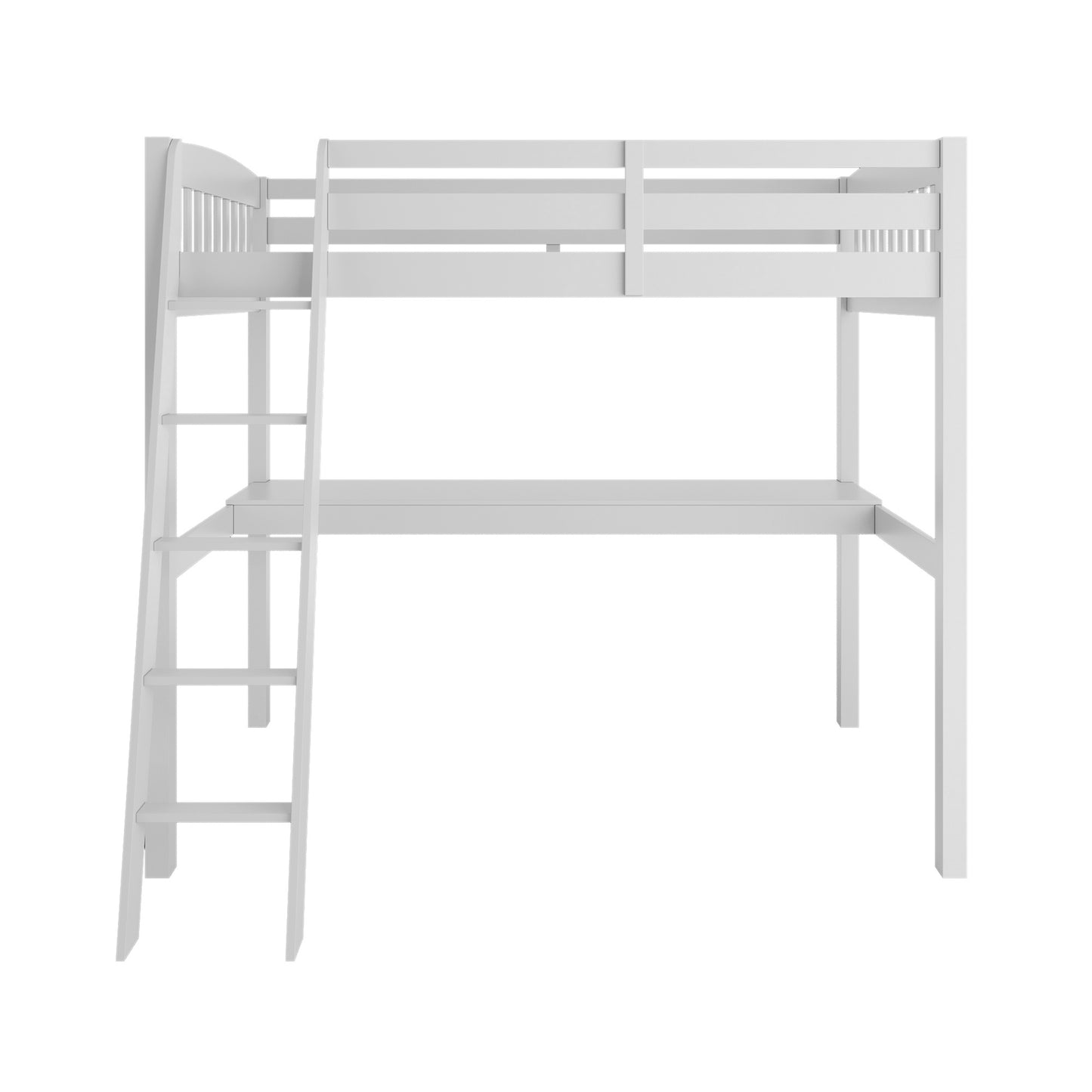 Everest White High Loft Bed with Desk and Storage