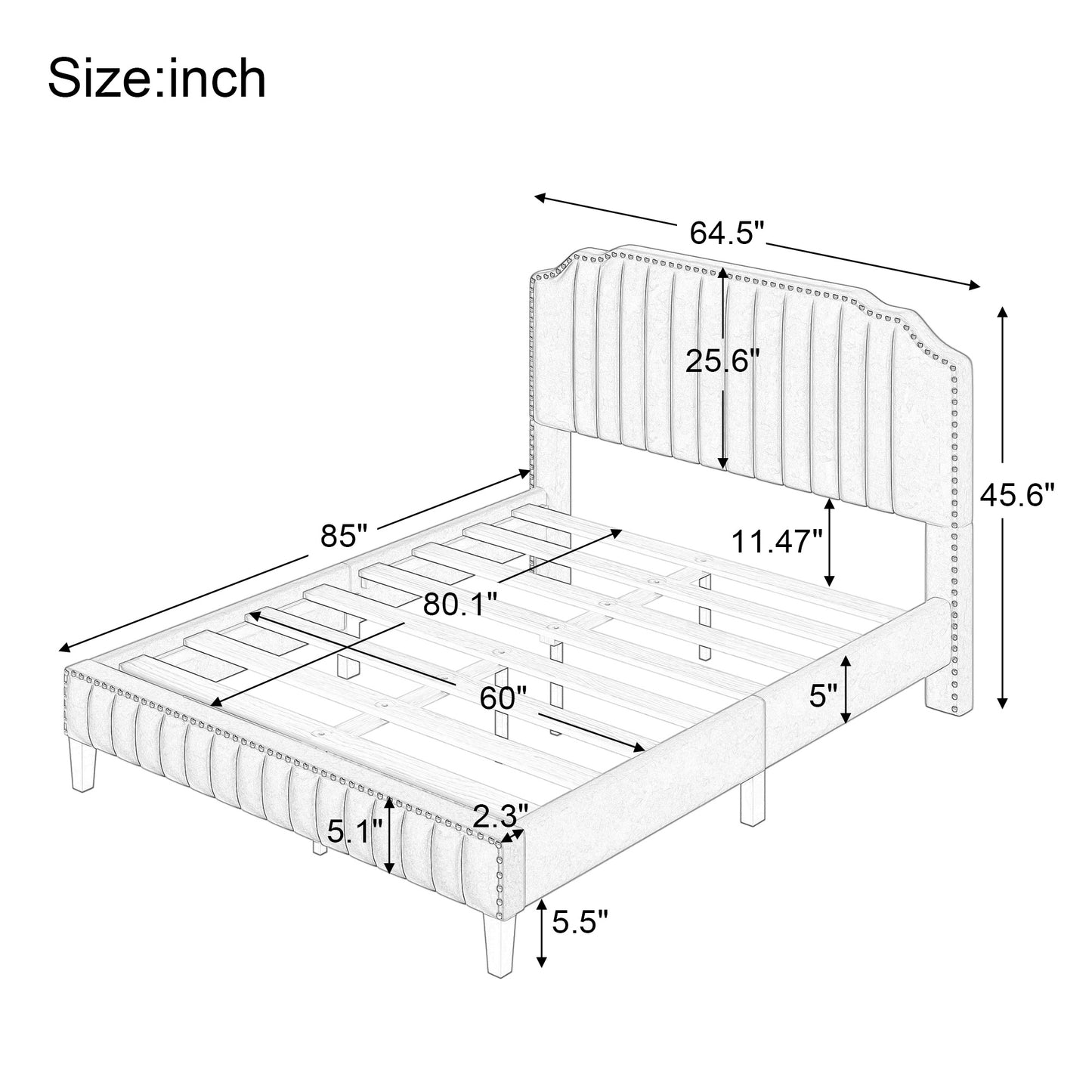 Curved Upholstered Platform Bed