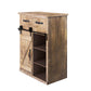 Wood and Metal Farmhouse Sliding Barn Door Accent Cabinet