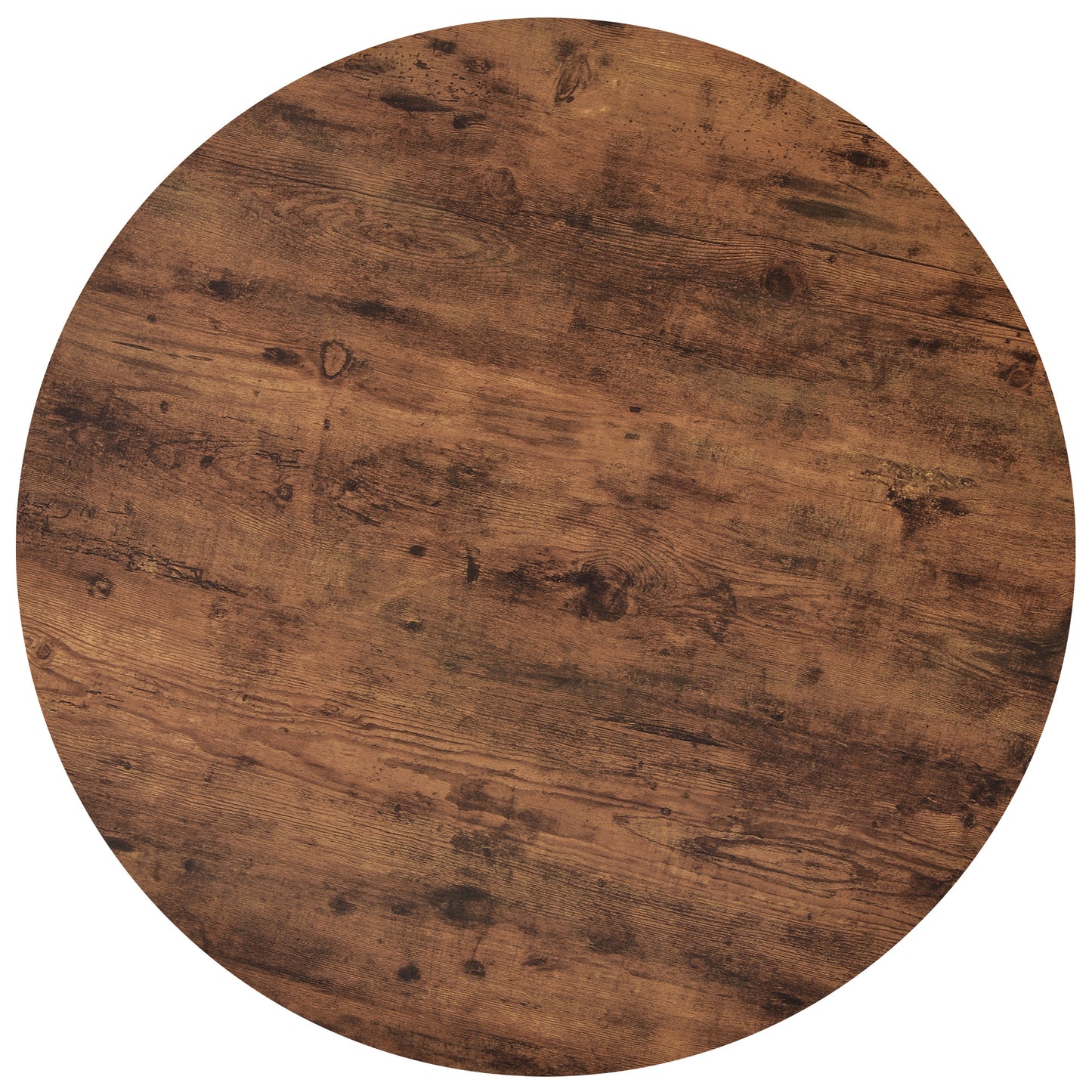 Round Coffee Table with Caster Wheels and Wood Textured Surface