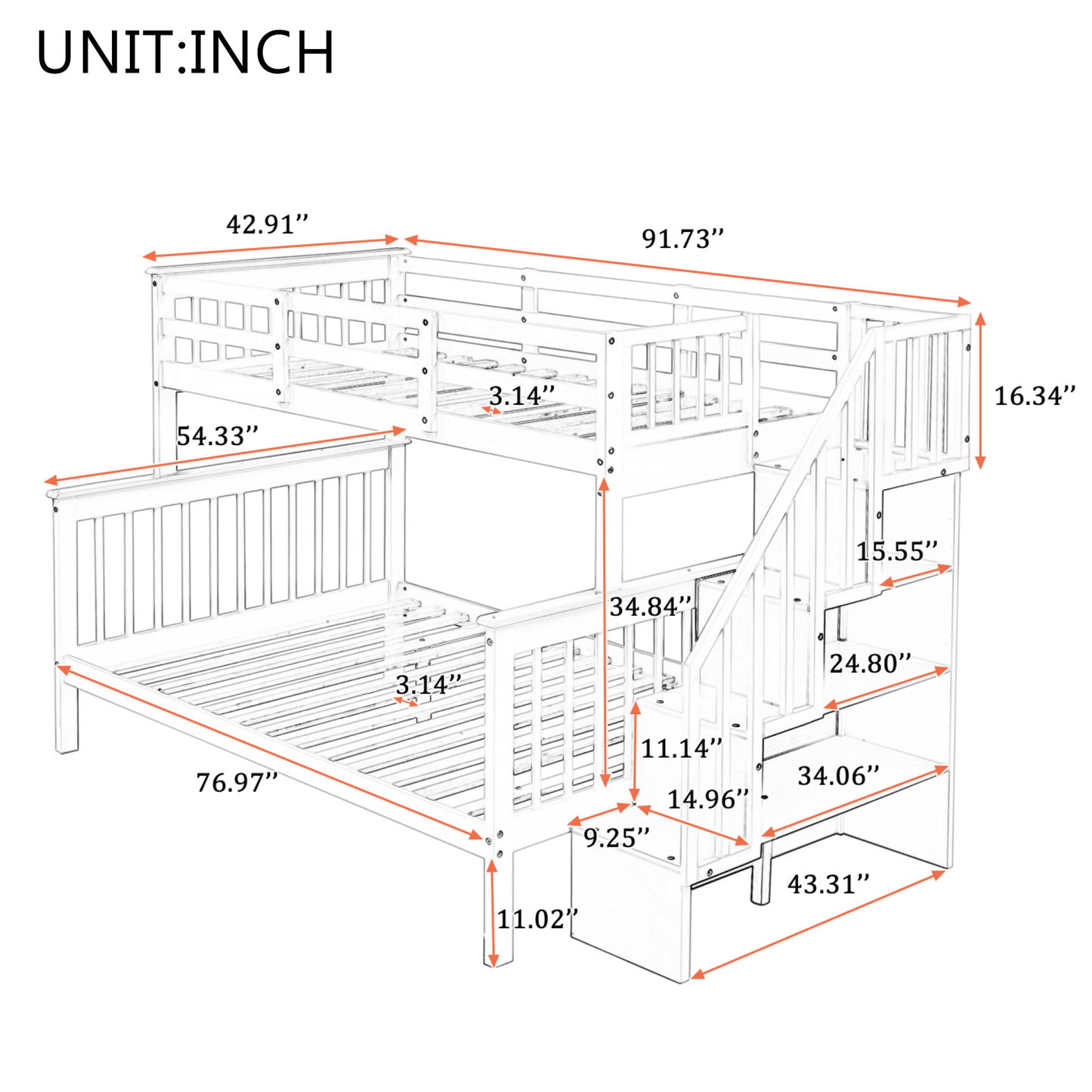 Stairway Twin-Over-Full Bunk Bed