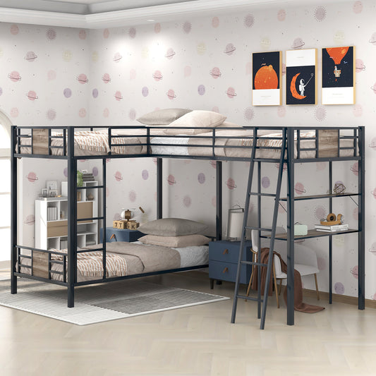 L-Shaped Twin over Twin Bunk Bed