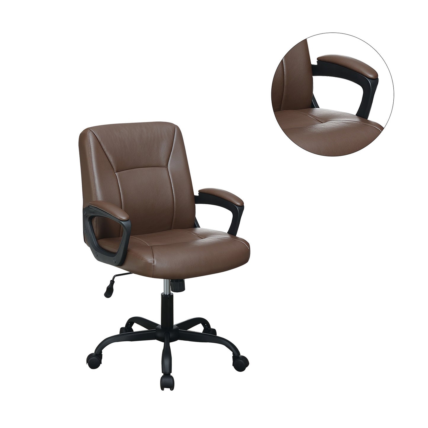 Office Chair with Padded Armrests; Brown