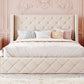 Queen Velvet Bed 1 Big Drawer; 2 Side Storage Stool